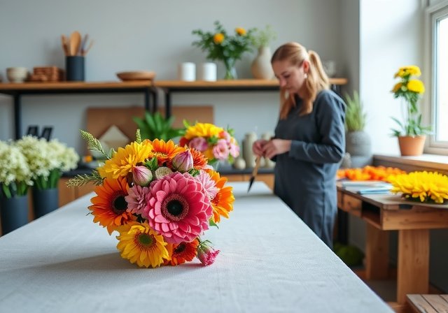 Behind-the-scenes floral workshop preparation