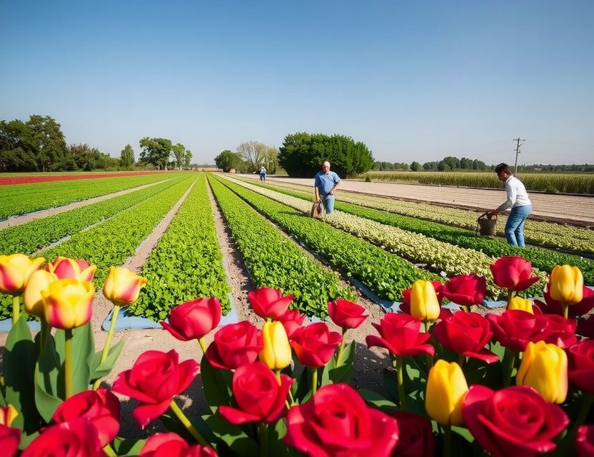 Sustainable flower farm in Azerbaijan harvesting fresh blooms
